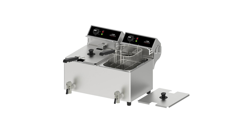 Double fryer with faucet