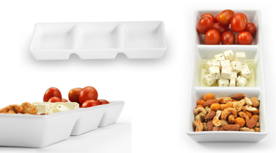 Rect 3-compartment tray